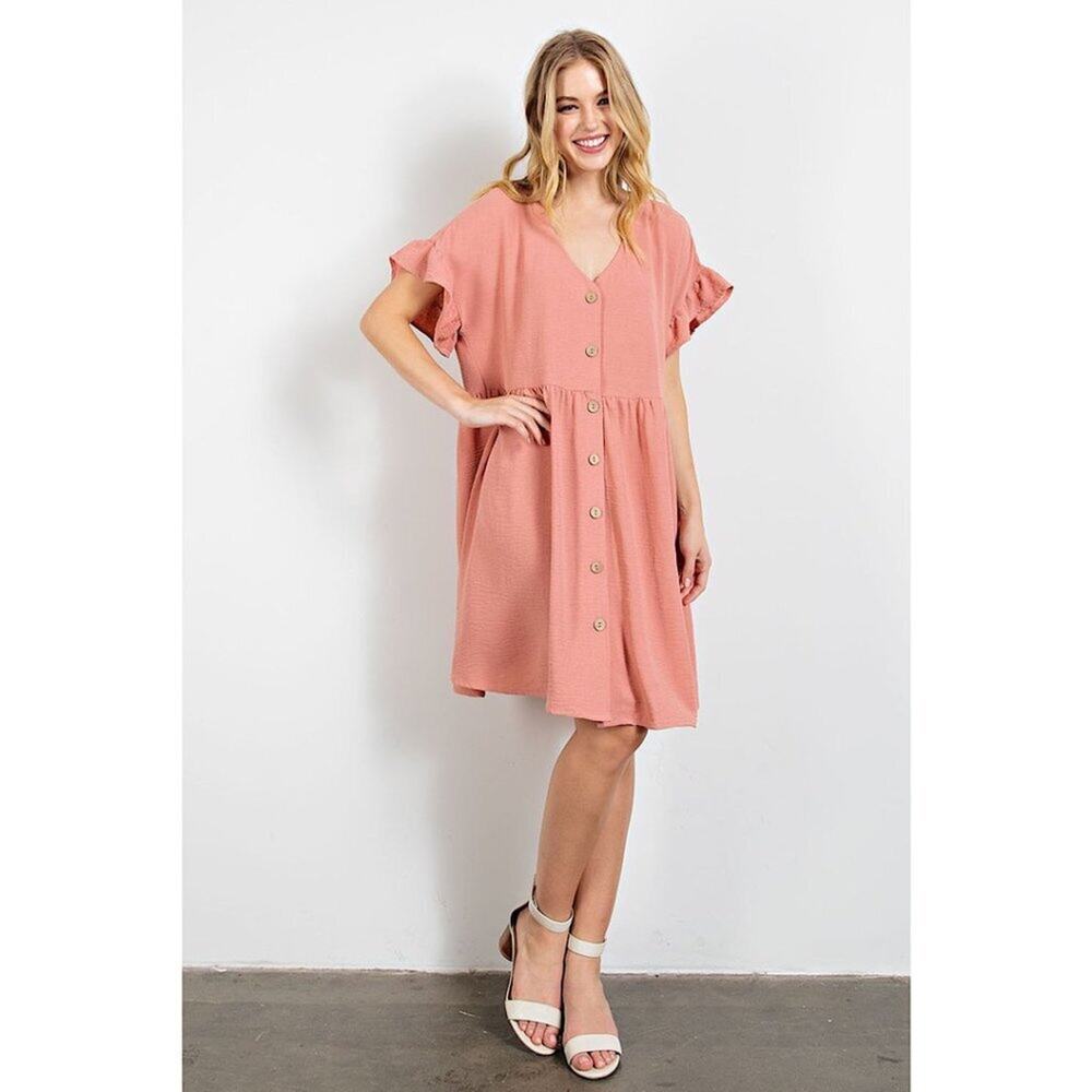 ♥ 639 ♥ (S) Ruffle Cap Sleeve Babydoll Dress